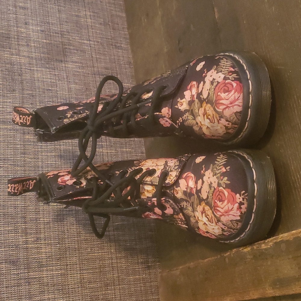 Dr. Marten's Floral Printed Canvas 8 Eye Combat Boots